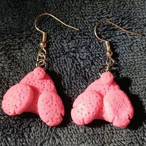 Pink Peeps Inspired Bunny Butt Dangle Earrings